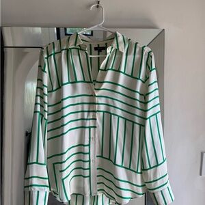 Rails Silk Cream and Green Striped Shirt